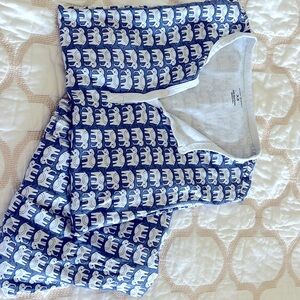 Roller Rabbit Blue and White Elephant Pajama Set
